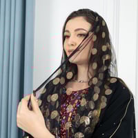 طرحة تل منثور تطريز ذهبي كثيف