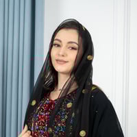 طرحة تل منثور تطريز ذهبي خفيف