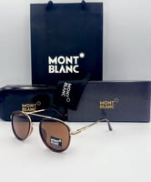 نظارة ماركة مونت بلانك بني اطار ذهبي