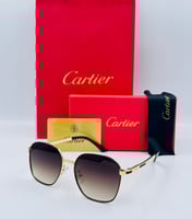 نظارة ماركة كارتير بني اطار ذهبي
