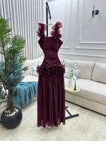 فستان شيفون على أورجنزا بوليسيه – تصميم فاخر