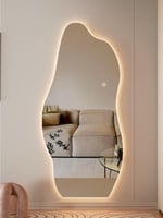 مرآة باضاءة ليد خلفية زجاجية كبيرة بتصميم عصري