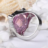 خاتم نسائي مطلي بالفضة ومزين بالزركون الكوبي مقاس...