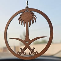 تعليقة سيارة خشبية سيفين و نخلة