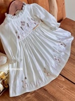 فستان شك يدوي اكمام طويله مع القبعة الفرنسية 0-3 ا...