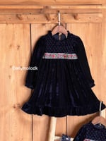 فستان مخمل كحلي غامق 1-8 سنوات