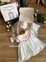 فستان مع القبعة بدون الشراب 0-3 شهور الى 1سنة