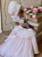 فستان 0-3 الى 1 سنه مع القبعه الفرنسيه