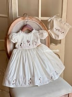 فستان شك يدوي مع القبعة الفرنسية 0-3 الى 1