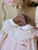 فستان 0-3 الى 1 سنه مع القبعه الفرنسيه