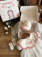 فستان مع القبعة بدون الشراب 0-3 شهور الى 1سنة