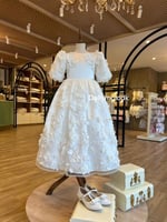 فستان ابيض شك وتطريز يدوي من 5 - 8 سنوات