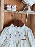 فستان شك يدوي اكمام طويله مع القبعة الفرنسية 0-3 ا...