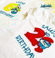 تيشرت تطريز عيد ميلاد السنافر - Birthday Embroider...