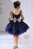 فستان كحلي وذهبي + اكسسوار شعر + شنطه