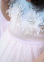 فستان بناتي مميز بطبقات من التل والورود جميل للمنا...