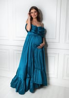 فستان سهره تركواز اوف شولدر بقصه مميزه