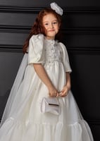 فستان بناتي بتصميم فرنسي فخم مميز بأضافة الورود ال...