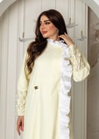 فستان ليموني راقي من اللينن والبليسيه مميز بلمسات...