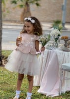 فستان من اللون النود راقي من خامة الجاكار المميزة