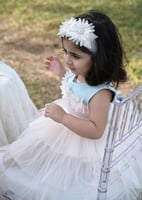 فستان بناتي مميز بطبقات من التل والورود جميل للمنا...