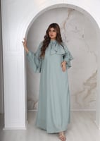 فستان استقبال تركوازي بأكمام طبقات