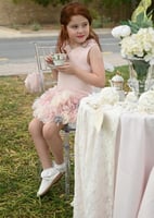 فستان بنك فاخر مميز بالكريستال والورد الراقي مناسب...