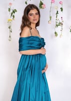 فستان سهره تركواز اوف شولدر بقصه مميزه