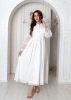 فستان استقبال ناعم من الدانتيل والجورجيت