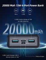 شاحن متنقل 20000 ملي امبير بقوة 15 واط