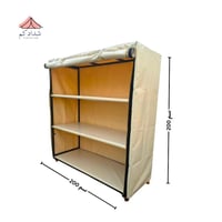 دولاب تخزين متنقل كبير - قماش PVC - بيج رملي - كور...