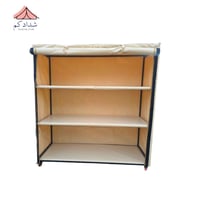 دولاب تخزين متنقل كبير - قماش PVC - بيج رملي - كور...