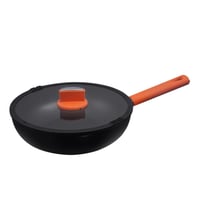 مقلاة المنيوم بيد بغطاء غزاز سهلة الطهي طلاء غير ل...