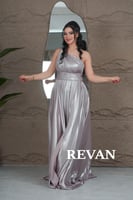 فستان ستان لمعة ناعم طويل