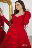 فستان ميدي باكمام طويلة