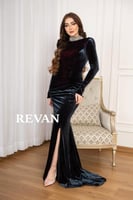 فستان قطيفه ريڨان كريستال