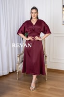 فستان تركي ناعم ميدي بقصة كلاسيكية