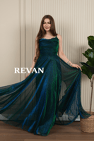 فستان سهرة طويل بتصميم أنيق وبريق ساحر