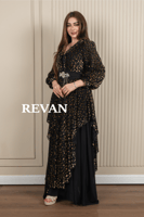 فستان فاخرة بتصميم منقوش وحزام أنيق