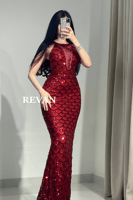 فستان سهرة فاخر من ريفان مع تطريز فخم وتصميم أنيق