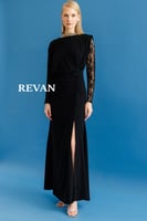 فستان فاخر من ريفان بكم دانتيل وفتحة جانبية طويلة