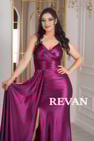 فستان سهره قماش ستان بحمالات كريستال