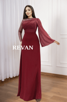 فستان بكم شيفون وتصميم أنيق للسهرات