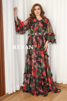 فستان طويل بنقشة الورود