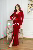 فستان مخمل طويل