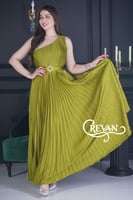 فستان طويل ستان كسرات بكتف واحد