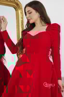 فستان ميدي باكمام طويلة