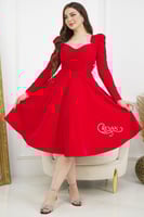 فستان ميدي باكمام طويلة