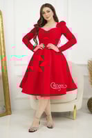 فستان ميدي باكمام طويلة