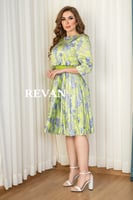 فستان ميدي بطبعات زهرية عصرية